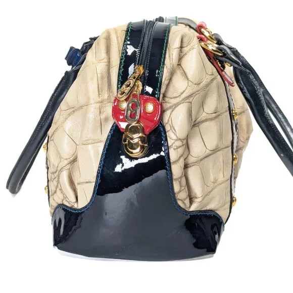 MARINO ORLANDI Cream Croc Embossed Leather Large Bag - Picture 5 of 16